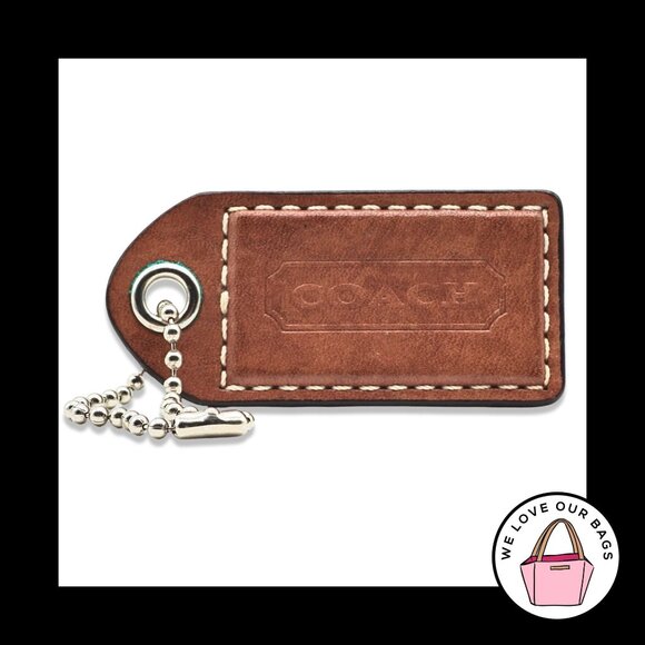 3" XL VINTAGE Y2K COACH British Tan Brown Leather Fob Bag Charm Keychain HangTag - Picture 1 of 1